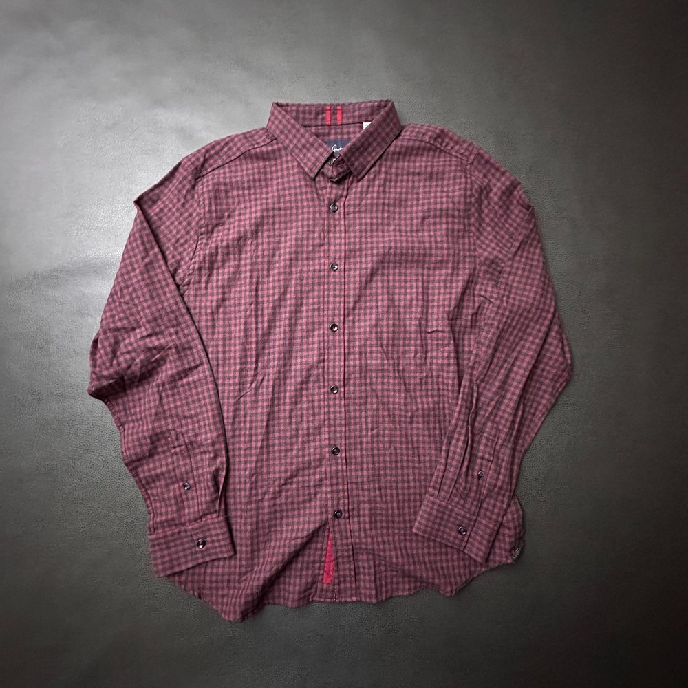 Robert Grahama Flannel Shirt Mens 2XL Red Checkered 100% Cotton Americana Modern